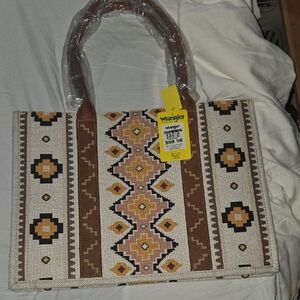 NWT Wrangler Geometric Brown and Cream Pink Tote